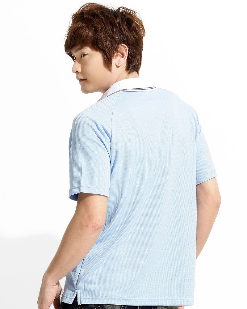 涼感POLO衫 短袖 中性 貼口袋 水藍 PCOB-PA01-50