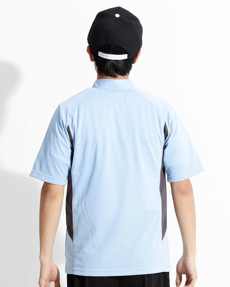 POLO衫 訂製款 拉鍊領 運動風 中性 天藍灰 PCANB-S21-00291