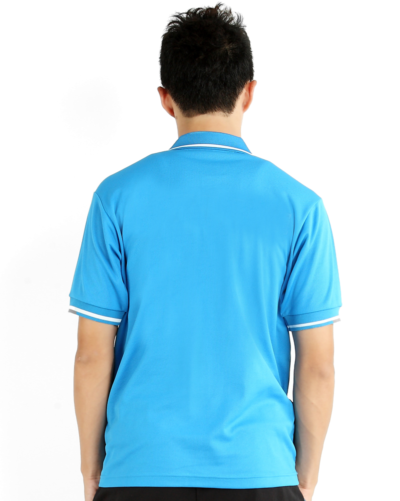 POLO衫 訂製款 有口袋 束口 中性 天藍配白條領 PCANB-P11-00282