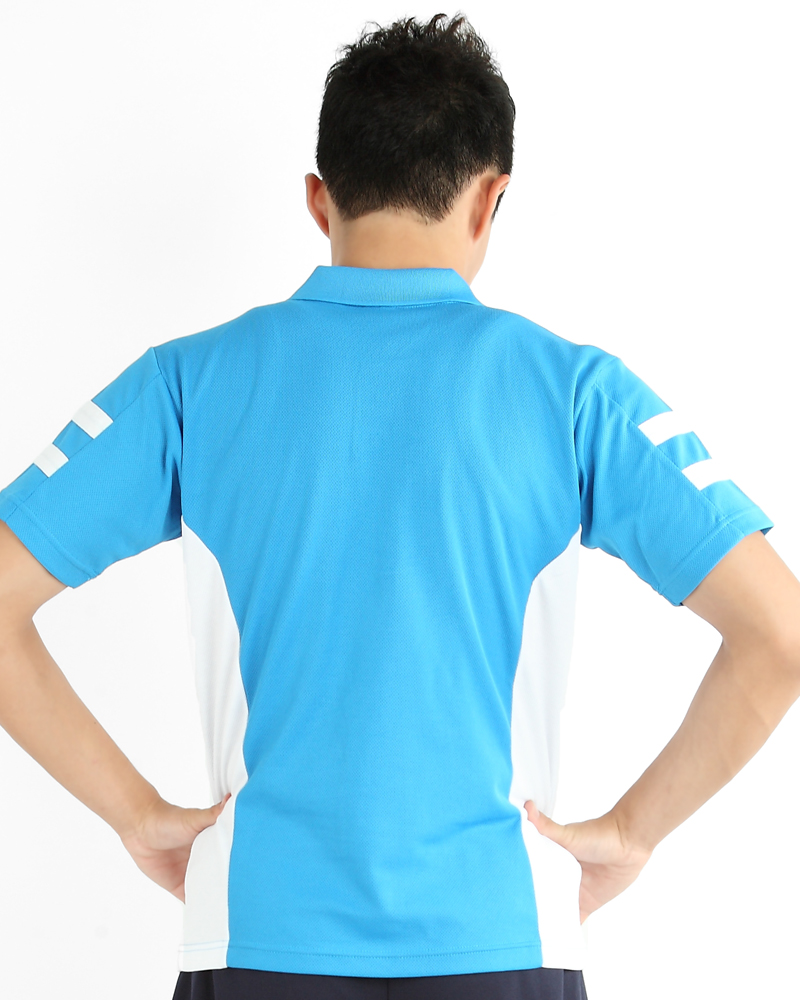 POLO衫 訂製款 運動風 中性 藍配白雙線袖 PCANB-P01-00247