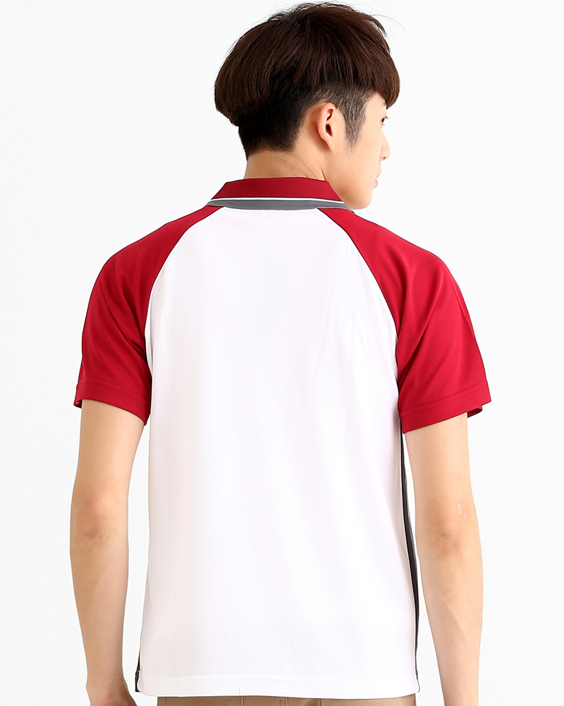 POLO衫 訂製款 斜袖 中性 白配酒紅深灰 PCANB-P01-00242