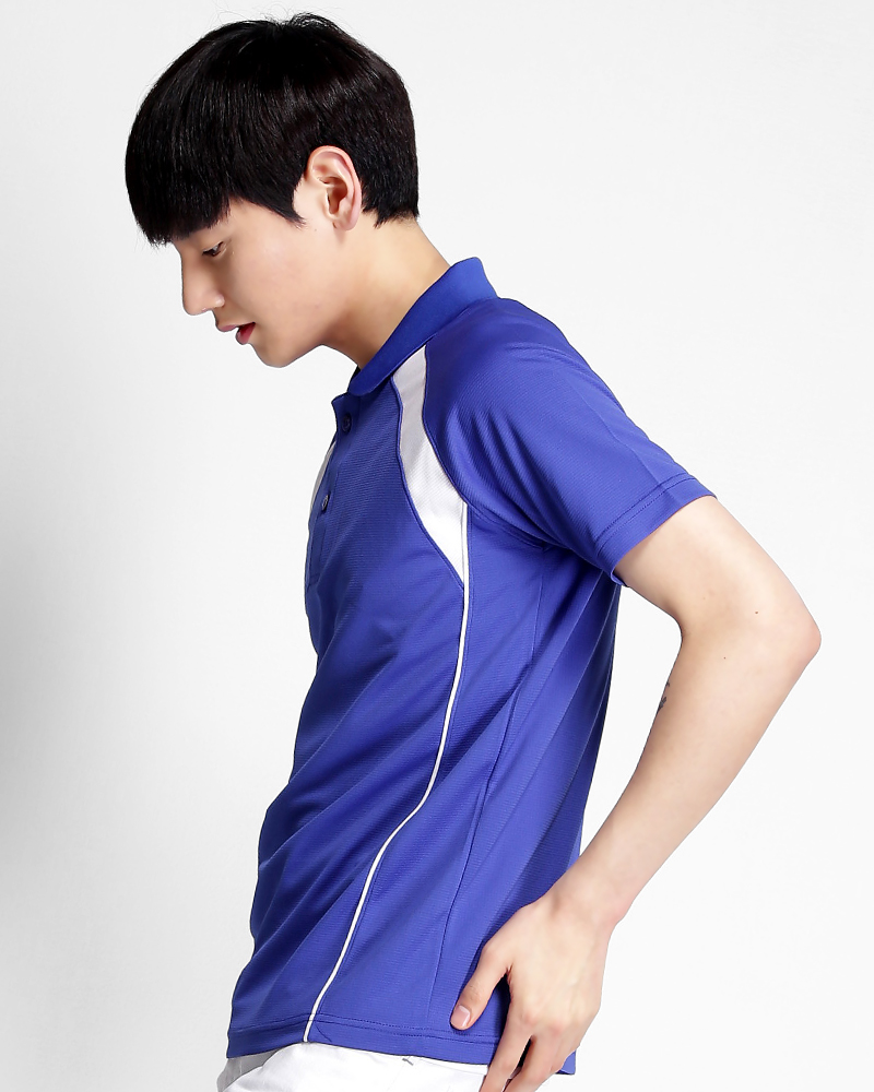 POLO衫 訂製款 斜袖 出芽 運動風 中性 寶藍配白 PCANB-P01-00235