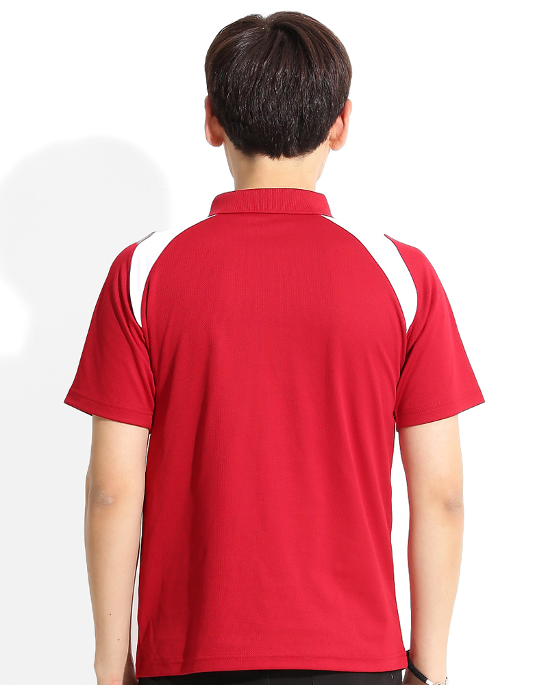 POLO衫 訂製款 斜袖 運動風 中性 紅配白 PCANB-P01-00234