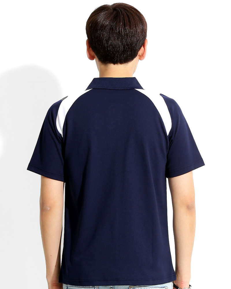 POLO衫 訂製款 斜袖 運動風 中性 丈青配白 PCANB-P01-00233