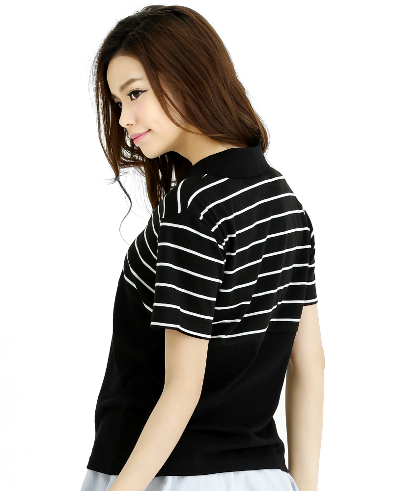 POLO衫 訂製款 腰身 黑白條紋 PCANG-P01-00334