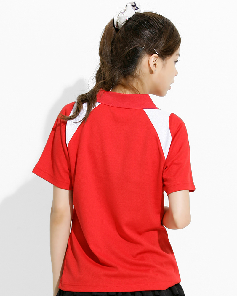 POLO衫 訂製款 斜肩袖 腰身 大紅/白 PCANG-P01-00328