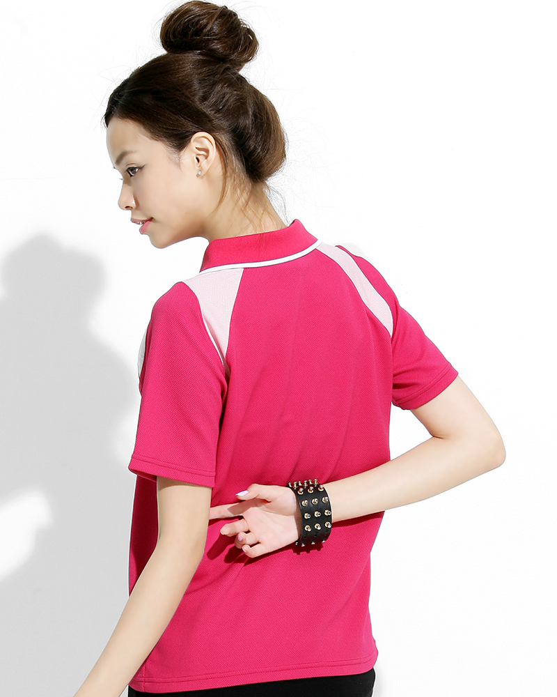 POLO衫 訂製款 斜肩袖 腰身 桃紅/粉紅 PCANG-P01-00321