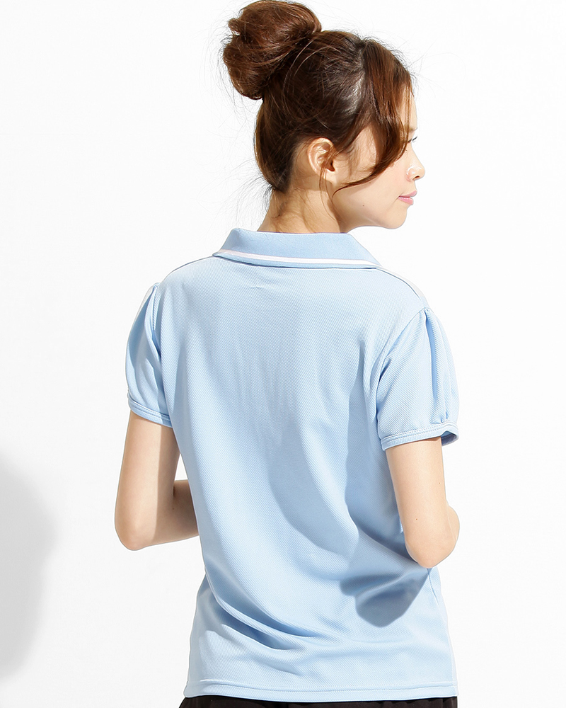 POLO衫 訂製款 V領 公主袖 腰身 水藍 PCANG-B01-00301