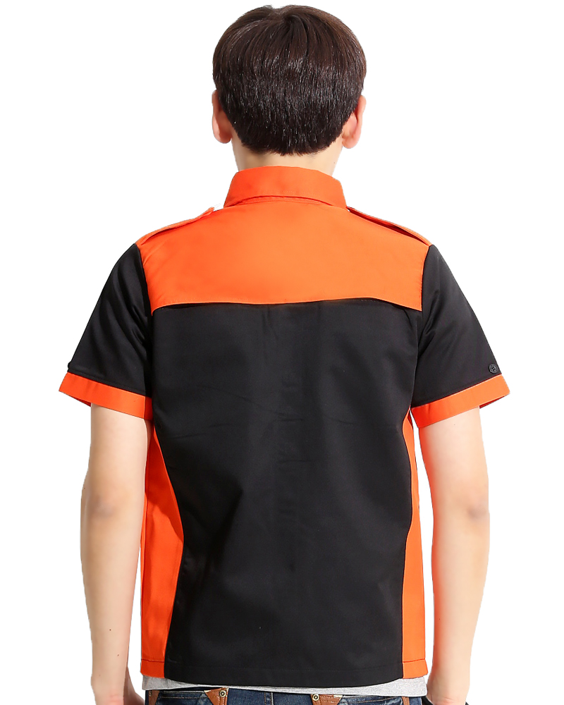 經理服 短袖 訂製款 黑/桔MAG-A08