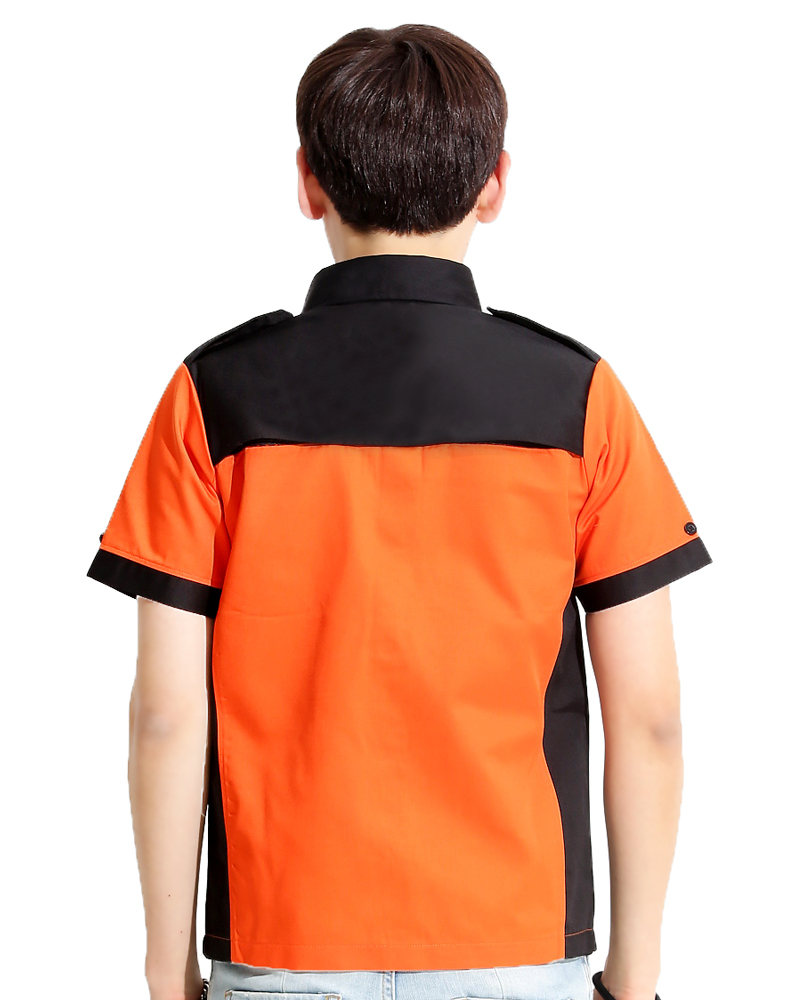 經理服 短袖 訂製款 桔/黑MAG-A03