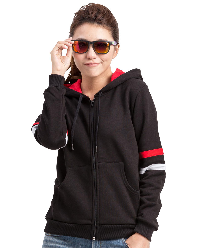 帽T外套 訂製 雙線款 黑配白/紅CTCANB-A-17