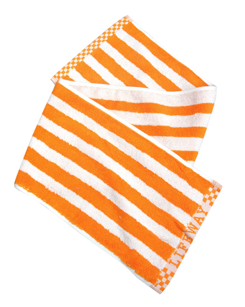 條紋運動毛巾 亮橘白