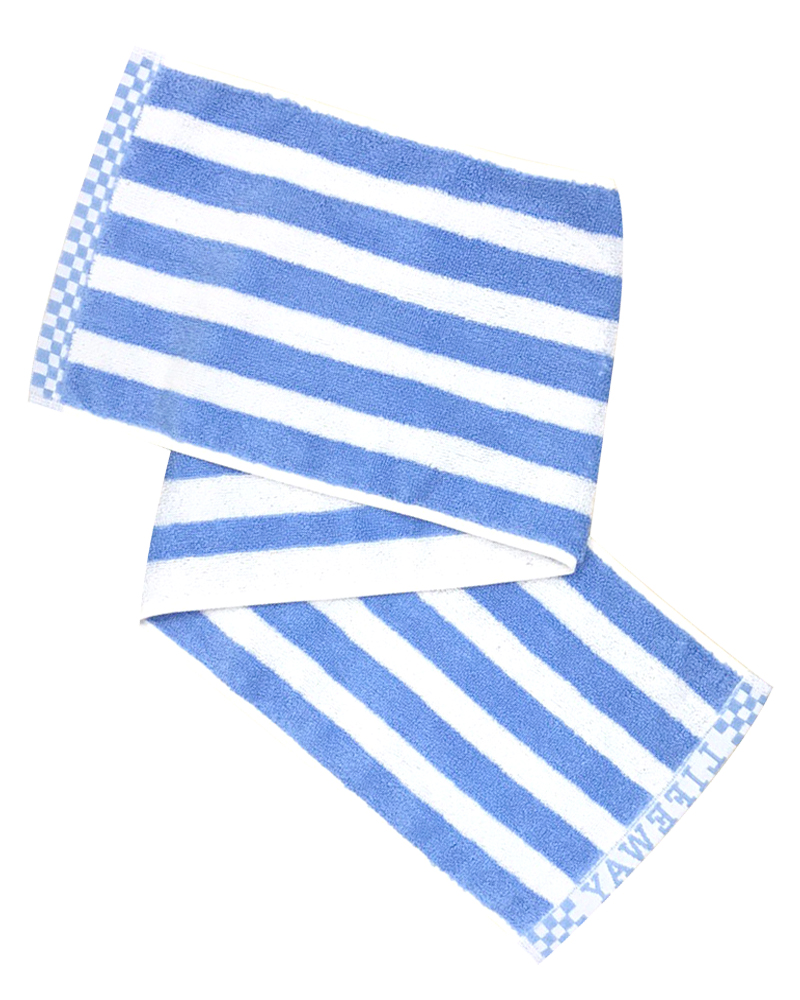 條紋運動毛巾 水藍白