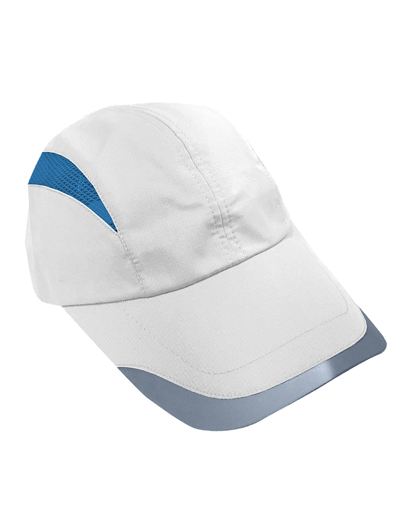 格中點反光路跑帽-白