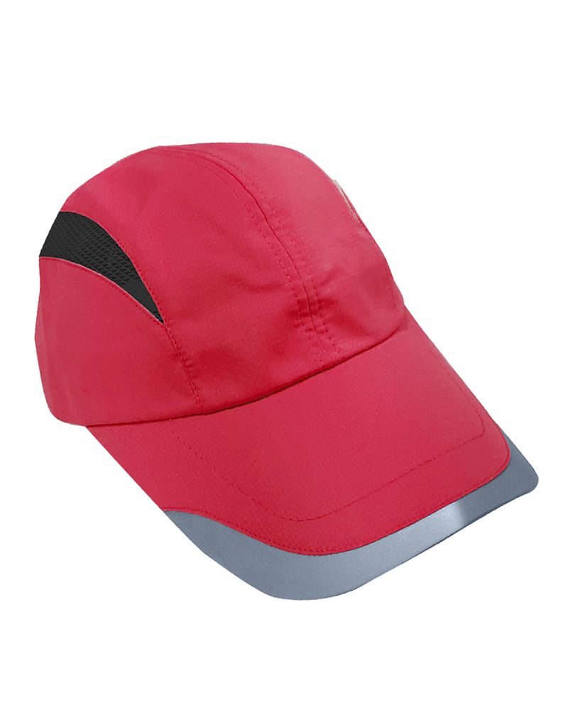 格中點反光路跑帽-紅