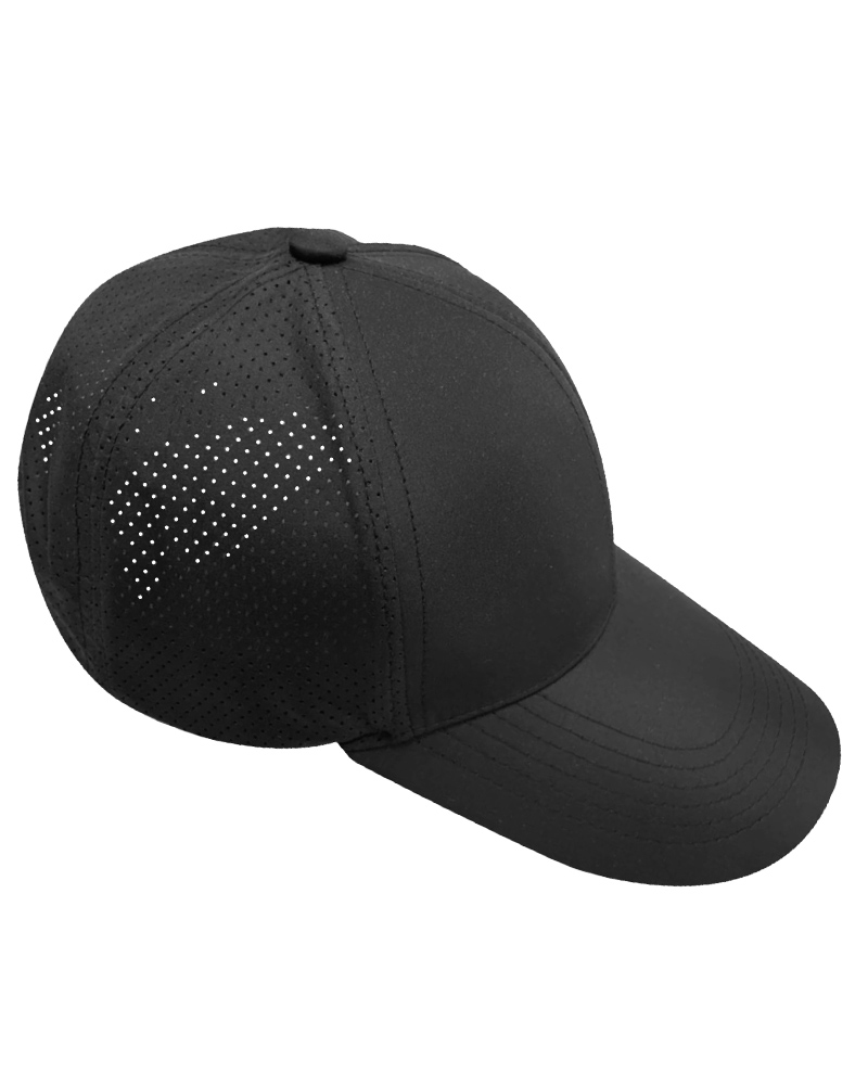 春亞紡六片打孔帽-黑