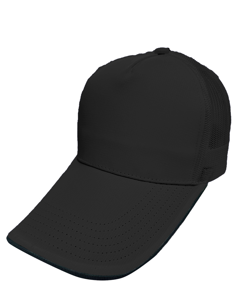 格中點五片網帽-黑 