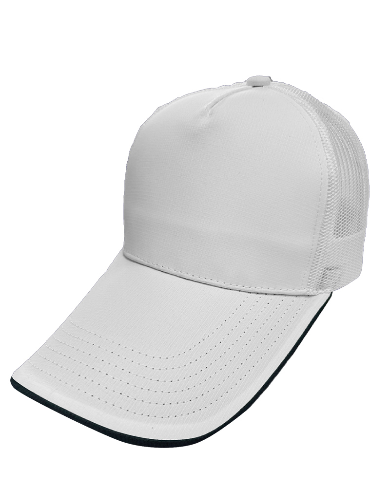 格中點五片網帽-白 