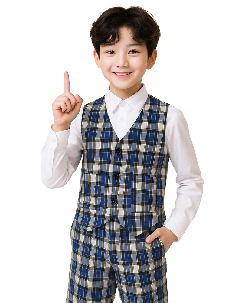 合唱團服 藍格子背心