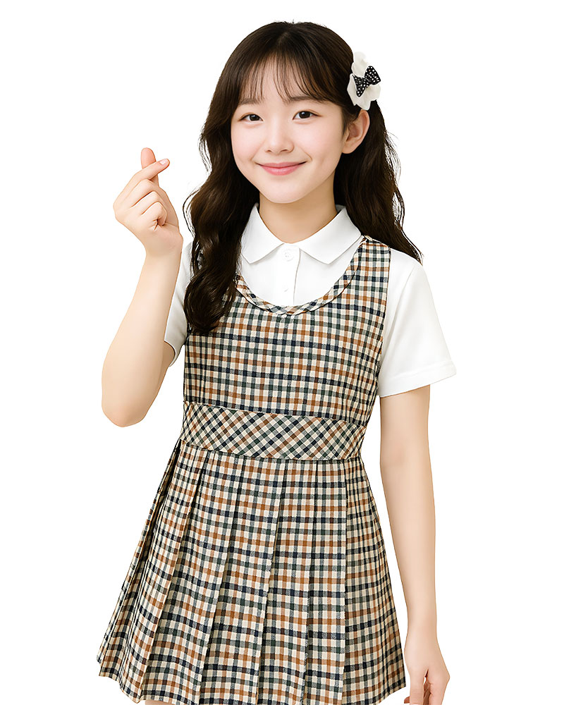 合唱團服 卡其格子洋