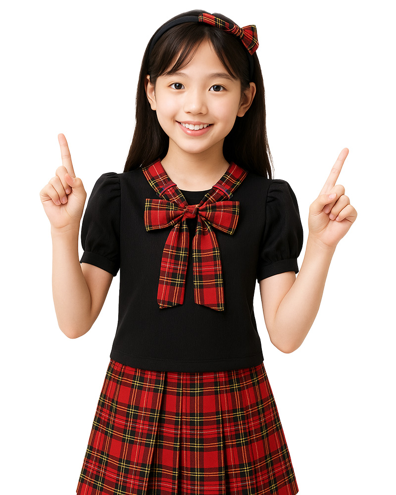 合唱團服 黑配紅格子