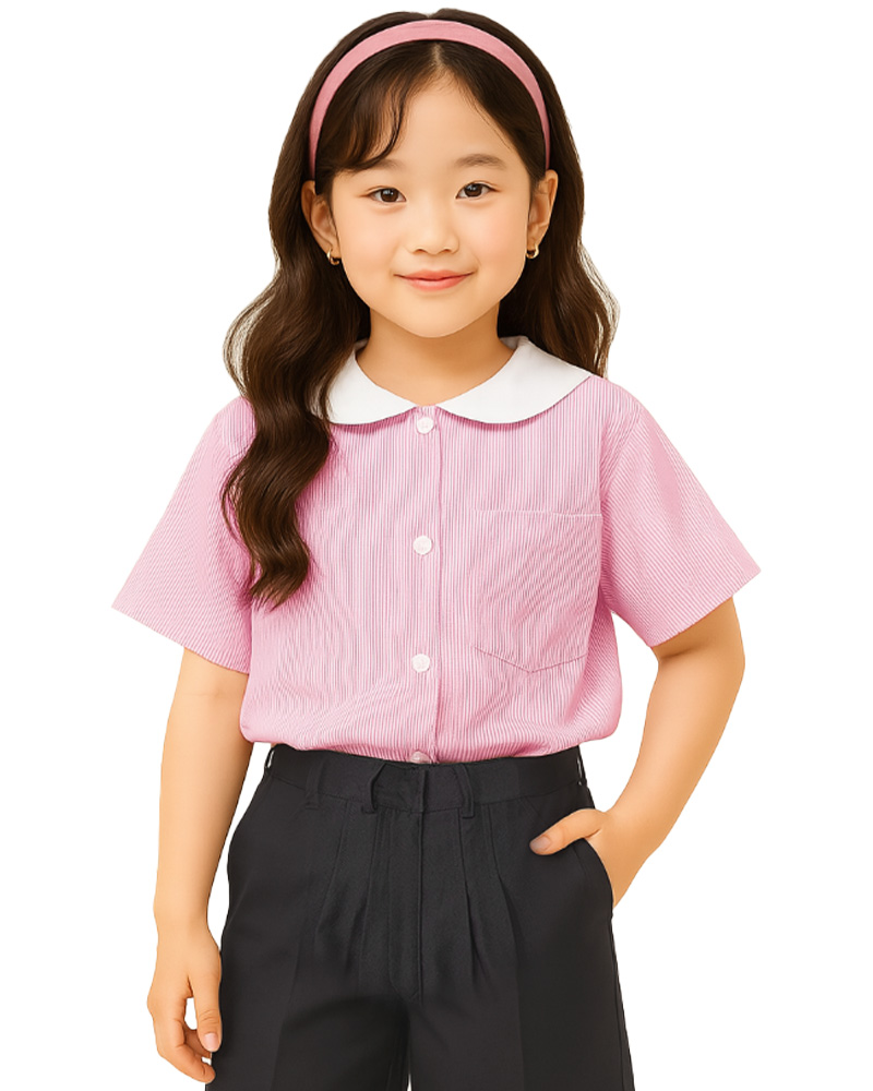 校服制服短袖 粉紅配