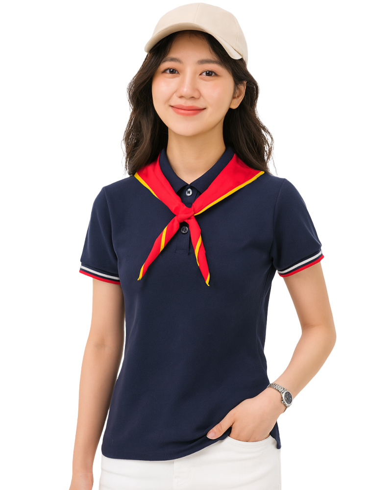 三角領巾-紅配桔黃 