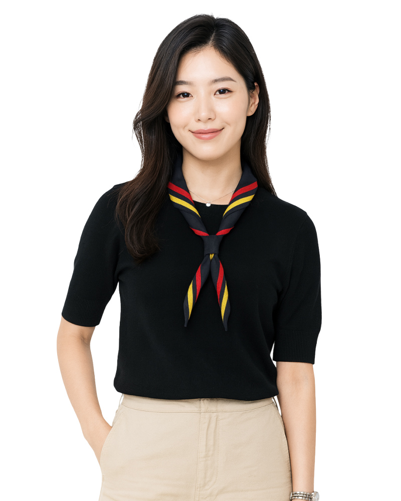 三角領巾-黑配紅黃 