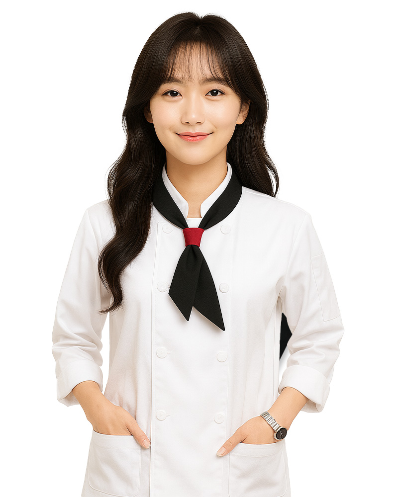 廚師領巾 黑配酒紅 