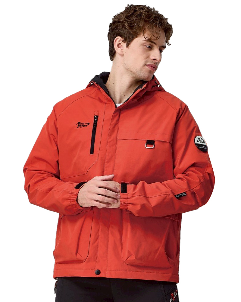 連帽鋪棉外套-橘紅 