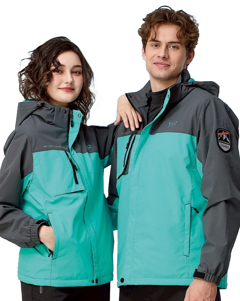 可拆帽毛裡外套-藍綠