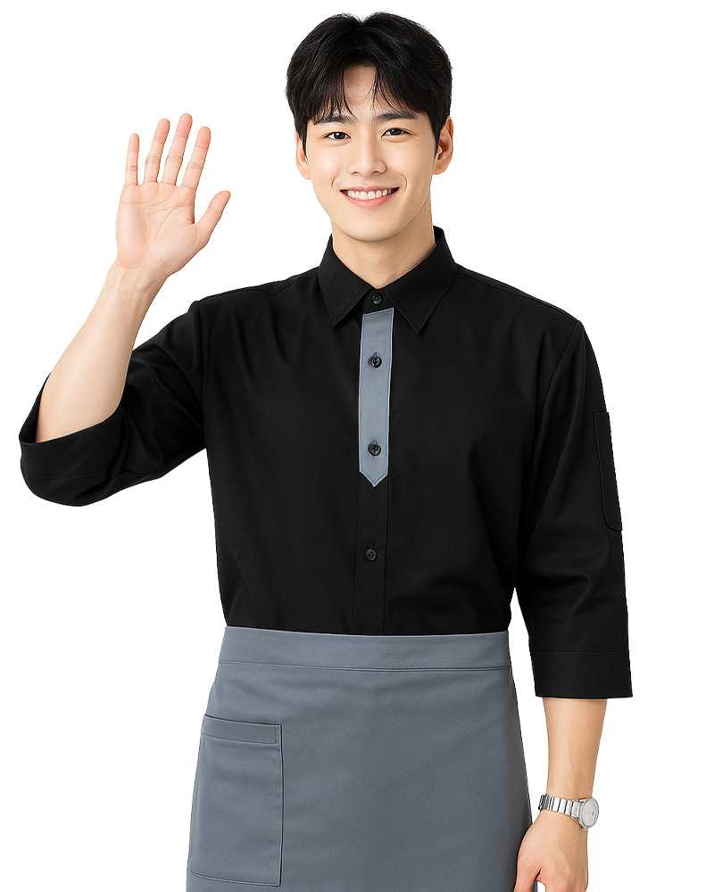 餐飲服 單排釦 黑配