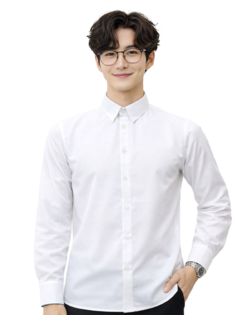 男款商務長袖襯衫｜白