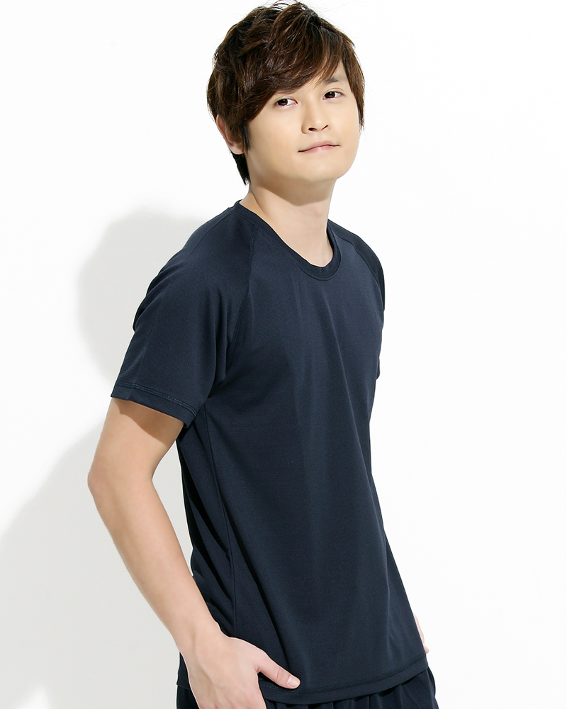 透氣排汗T 圓領短袖 中性 斜袖款 丈青 THTB-A01-51