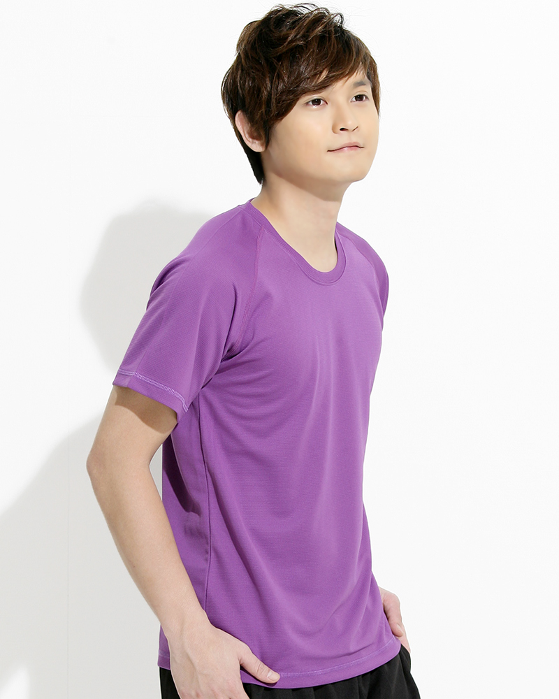 透氣排汗T 圓領短袖 中性 斜袖款 紫色 THTB-A01-60