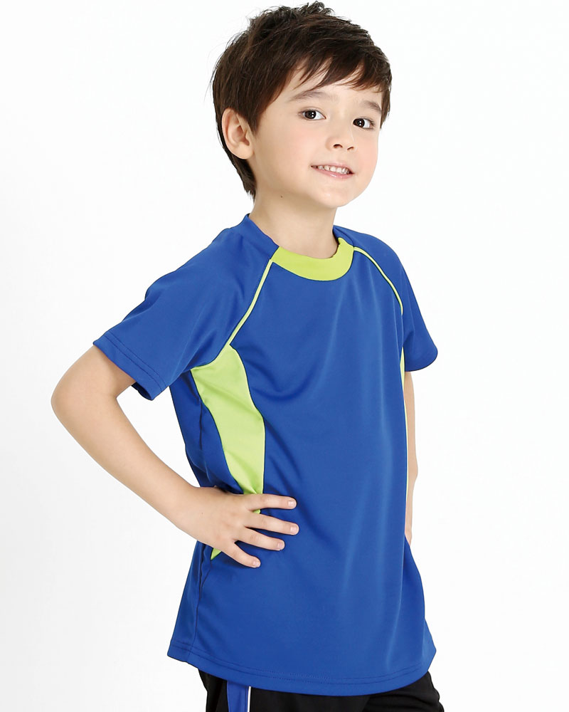 排汗衣 圓領短袖 吸引力快乾 童 寶藍出芽綠 THQK-AB01-53