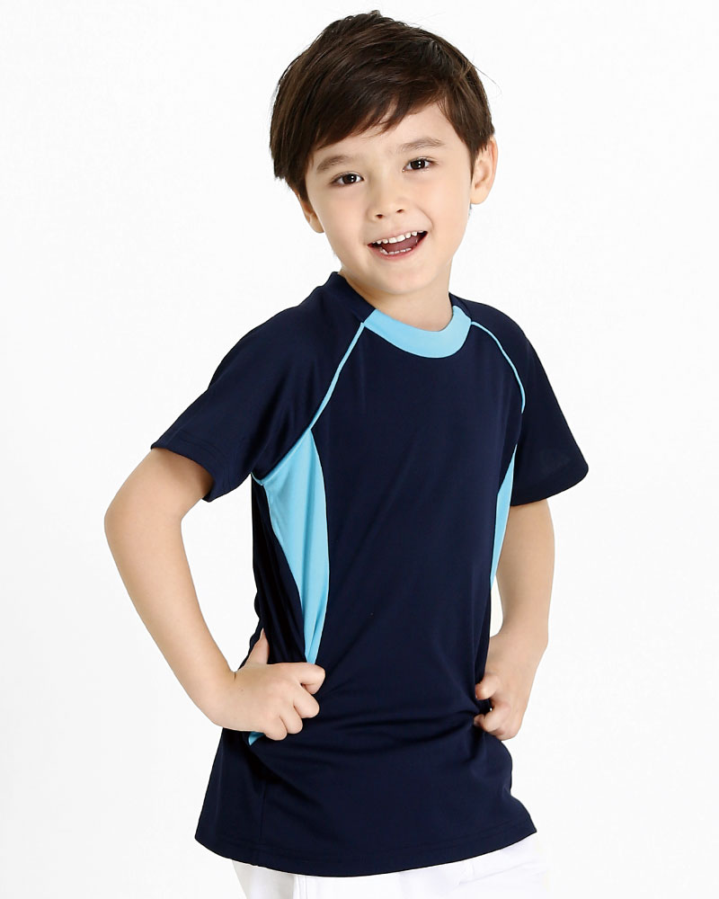 排汗衣 圓領短袖 吸引力快乾 童 丈青出芽水藍 THQK-AB01-51