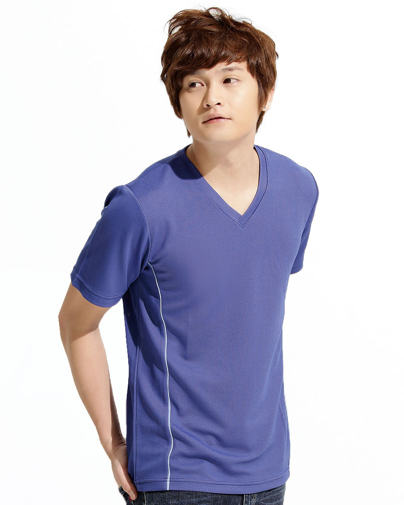 T恤 V領短袖 中性 寶藍出芽白 TCOB-BA01-53