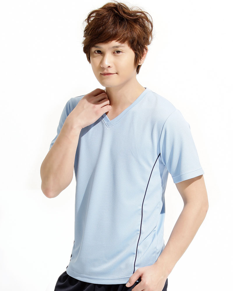T恤 V領短袖 中性 水藍出芽丈青 TCOB-BA01-50