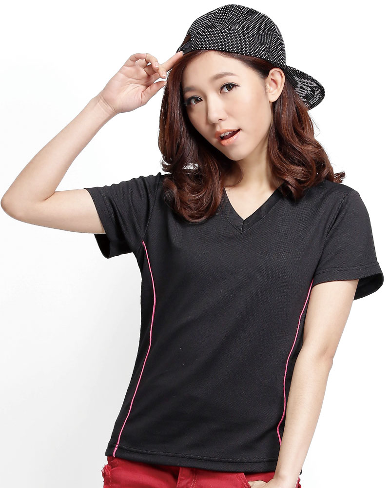 T恤 V領短袖 腰身 黑出芽桃 TCOG-BA01-05