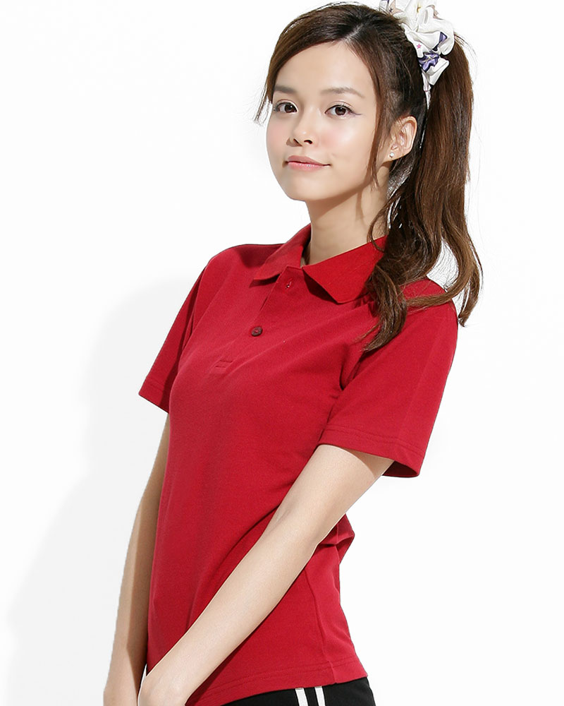 網眼POLO衫 短袖 腰身 暗紅 PKQG-P01-120