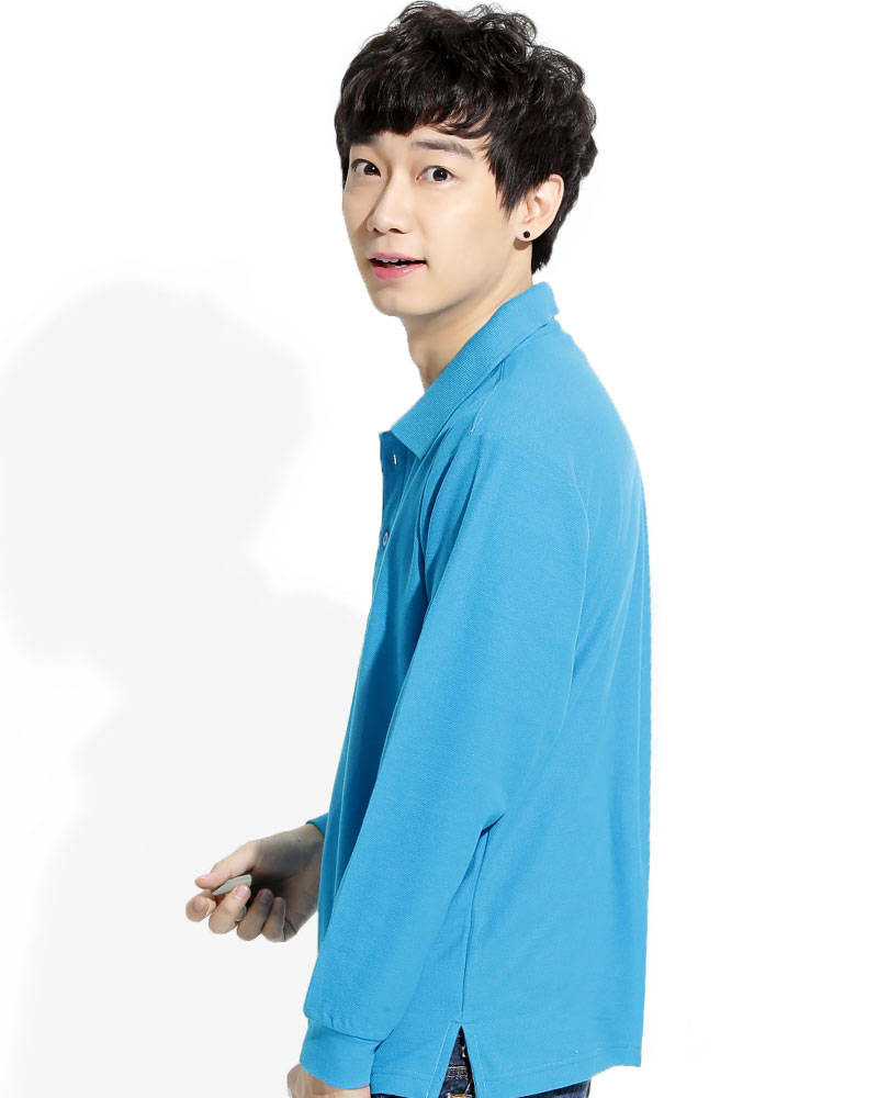 網眼POLO衫 長袖 中性 翠藍 PKQB-P02-122