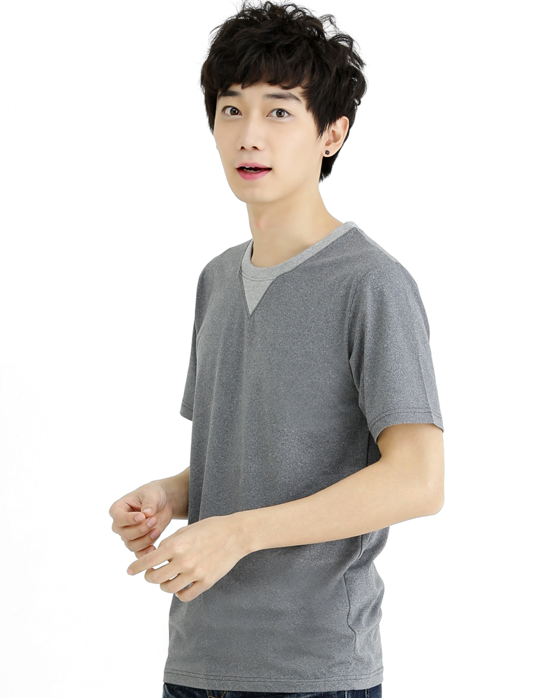 T恤 訂製款 圓領 假二件 餐飲店 深灰 中性 TCANB-A01-00027