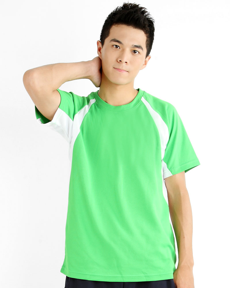 T恤 訂製款 圓領 運動風 綠接白 中性 TCANB-A01-00030