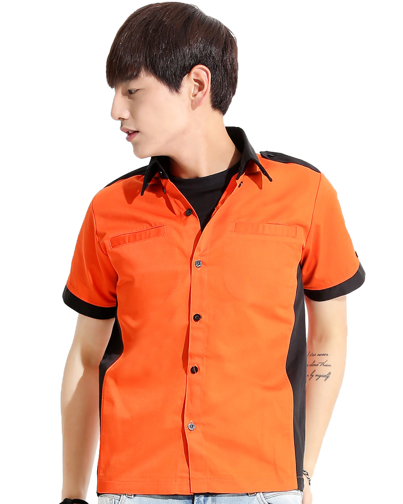經理服 短袖 訂製款 桔/黑MAG-A03