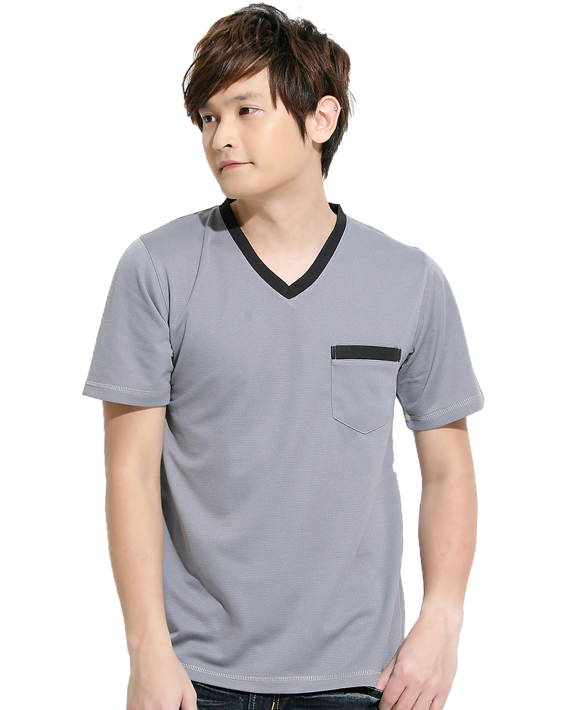 透氣排汗T V領短袖