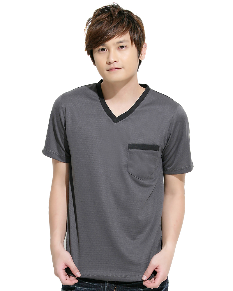 透氣排汗T V領短袖