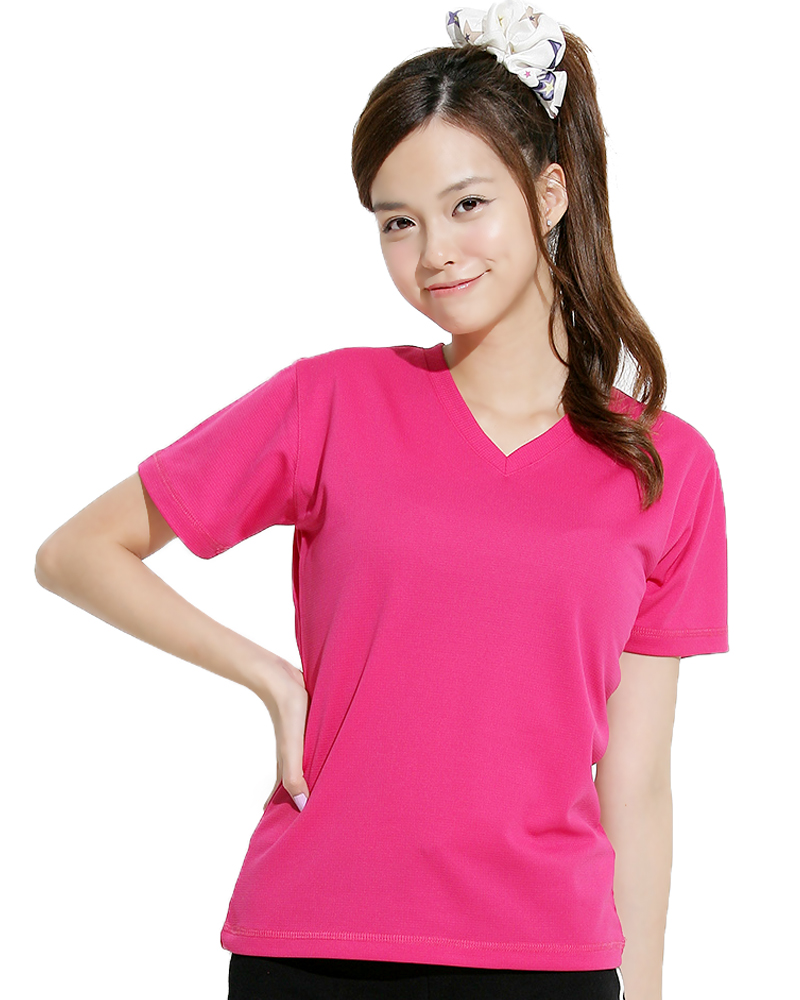 透氣排汗T V領短袖